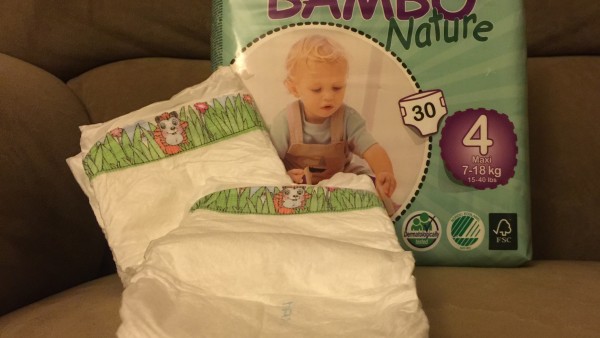 Bambo diaper package with two diapers in front